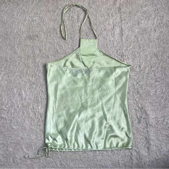 Y2K Lime Satin Jeweled Halter Top – Seduction Size L - Picture 4 of 4